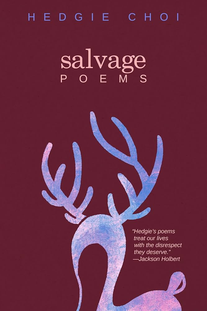 Dark red background with ghostly antlers; Hedgie Choi book cover